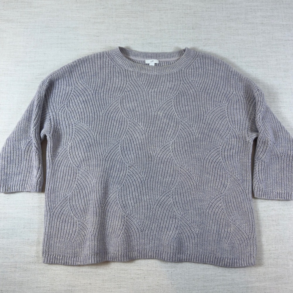 J. Jill Lavender Purple Textured Wave Knit Cotton Blend Sweater Womens Small